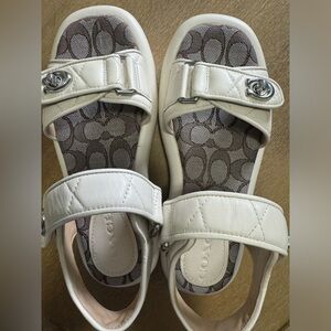 Coach Peyton sandals with signature jacquard. Size 6.5